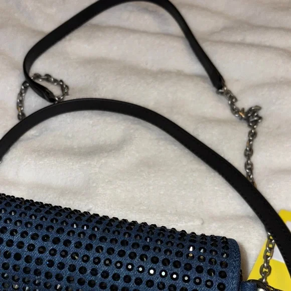 Marc Jacobs The Clover Crystal Embellished Denim Shoulder Bag NWT - Picture 8 of 9